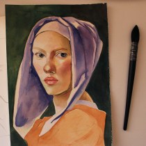 Portrait of a woman- Unfinished. Un projet de Peinture, Aquarelle, Illustration de portrait, Dessin de portrait , et Carnet de croquis de alisa0 - 06.06.2022
