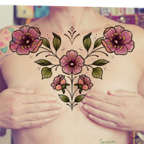 Mon projet du cours : Conception de tatouages végétaux avec Procreate. Ilustração tradicional, Ilustração digital, Desenho de tatuagens e Ilustração botânica projeto de amandeen - 06.07.2022