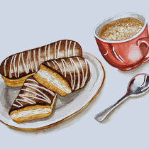 My project for course:  Flavorful Food Illustration with Watercolor. Un proyecto de Ilustración tradicional, Bellas Artes, Pintura y Pintura a la acuarela de Ila Fox - 22.07.2022