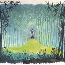 Jizo dans une une forêt de bambous. Un proyecto de Ilustración tradicional, Pintura y Pintura gouache de Lucie Thiam Bouleau - 06.08.2022