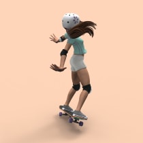 Skater Girl inspirada en el dibujo de Brittany Myers. Modelado en ZBrush, render en Keyshot.. 3D, Design de personagens, Design de personagens 3D, e 3D Design projeto de Daniel Seriñá - 13.08.2022