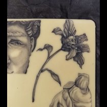 Il mio progetto del corso: Tatuaggio botanico con puntinismo. Un proyecto de Ilustración tradicional, Diseño de tatuajes e Ilustración botánica de mendi.valeri - 26.08.2022