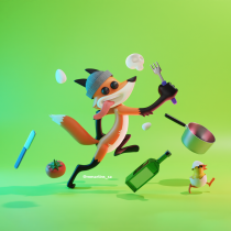 Hungry Fox - projeto do curso Criação de personagens 3D com Blender. 3D, Design de personagens, Modelagem 3D, Design de personagens 3D, e 3D Design projeto de Michael Martins de Sousa - 16.09.2022