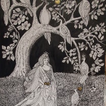 The Golden Apple and the Nine Peahens. Drawing, Artistic Drawing & Ink Illustration project by Nina Gotua - 09.18.2022
