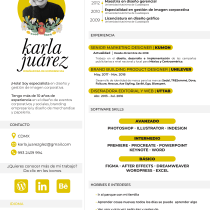 Mi proyecto del curso: Currículums para creativos: crea tu CV y carta de presentación . Un proyecto de Diseño, Ilustración tradicional, Cine, vídeo, televisión, UX / UI, Marketing y Comunicación de Karla Juarez G - 22.09.2022