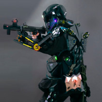 Cyborg Cop . Un progetto di Illustrazione, 3D, Direzione artistica, Postproduzione fotografica, Modellazione 3D, Character design 3D e Fotomontaggio di Jairo Ayala - 07.10.2022