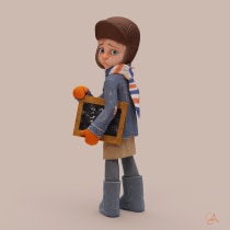 Little Boy Holding Chalkboard. 3D, Design de personagens, Design de personagens 3D, e 3D Design projeto de Sara Armentano - 09.10.2022