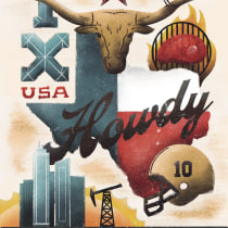 Texas: The Lone Star State. Design, Illustration, Lettering, and Digital Illustration project by Jaret - 10.30.2022