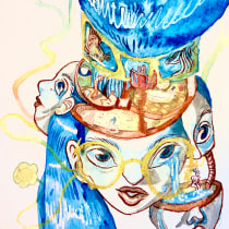 Mi proyecto del curso: Ilustración surrealista con acuarela y tinta. Un proyecto de Ilustración tradicional, Bellas Artes, Pintura, Dibujo y Pintura a la acuarela de Ana Borrero A - 16.11.2022