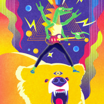 Lizzard King Riding The Bear. Un proyecto de Ilustración, Diseño de personajes e Ilustración digital de Gabriel Groke - 18.11.2022