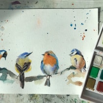 My project for course: Artistic Watercolor Techniques for Illustrating Birds Ein Projekt aus dem Bereich Illustration, Aquarellmalerei, Realistische Zeichnung und Naturalistische Illustration von zhengnan1206 - 18.12.2022