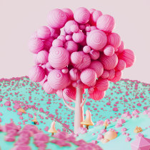 My pink tree. Un proyecto de 3D, Animación 3D, Modelado 3D y Diseño 3D de Giulia Ciurriero - 22.12.2022