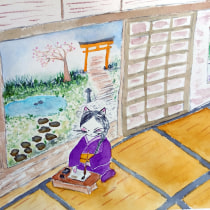 Mi proyecto del curso: Ilustración en acuarela con influencia japonesa. Un proyecto de Ilustración, Dibujo y Pintura a la acuarela de Anna Alcaide - 25.12.2022