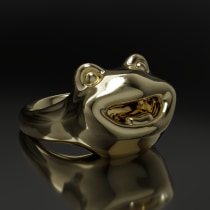 Cartoonish Frog Ring. Un proyecto de Diseño de complementos, Moda, Diseño de producto, Modelado 3D y Diseño 3D de gabrielneondreams - 04.01.2023