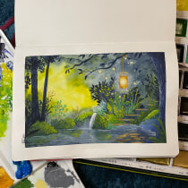 My project for course: Fantasy Landscapes with Watercolor & Gouache. Fine Arts, Painting, Watercolor Painting, Naturalistic Illustration, and Gouache Painting project by Steph Walker - 01.19.2023