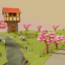 Mi proyecto del curso: Modelado de escenarios low poly para videojuegos paisaje de cerezos. Un proyecto de 3D y Modelado 3D de jesusvillegas - 24.01.2023