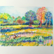 My project for course: Sketchbook Landscapes: A Colorful Approach. Un projet de Esquisse , Créativité, Dessin au cra, on, Dessin , et Carnet de croquis de Esther Middel - 06.03.2023