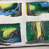 My project for course: Fantasy Landscapes with Watercolor & Gouache. Fine Arts, Painting, Watercolor Painting, Naturalistic Illustration, and Gouache Painting project by griffithcarrie67 - 03.27.2023