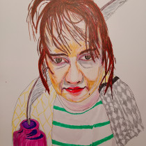 Mój projekt z kursu: Kreatywny portret markerami . Portrait Illustration, and Portrait Drawing project by Aleksander Barański - 03.29.2023