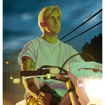 Ryan Gosling in "A place beyond the pines". Illustration, Fine Arts, Drawing, Digital Illustration, Portrait Illustration, and Portrait Drawing project by Anna Heckelsmüller - 04.05.2023
