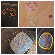 Mon projet du cours : Broderie : raccommodage de vêtements. Fashion, Embroider, Sewing, DIY, Upc, cling, and Textile Design project by Alix - 04.03.2023