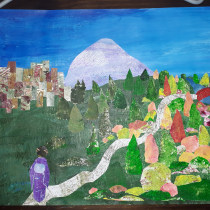 Paseo por el jardín japonés. Illustration, Collage, Paper Craft, Children's Illustration, and Creating with Kids project by Sonia Álvarez - 05.01.2023