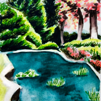 My project for course: Sketchbook Landscapes: A Colorful Approach. Un projet de Esquisse , Créativité, Dessin au cra, on, Dessin , et Carnet de croquis de zia.gouel - 01.05.2023