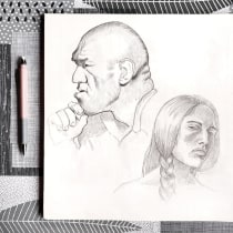 Final Project from the course: 'Portrait Sketchbooking: Explore the Human Face'. Un projet de Esquisse , Dessin, Dessin de portrait , et Carnet de croquis de Els - 10.05.2023
