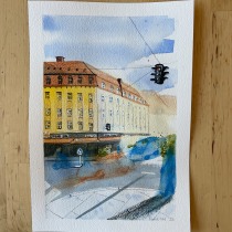 My project for course: Urban Sketching: Create Expressive Cityscapes. Illustration, Painting, Sketching, Drawing, Watercolor Painting, Sketchbook & Ink Illustration project by Emilie Kristensen-McLachlan - 05.12.1989