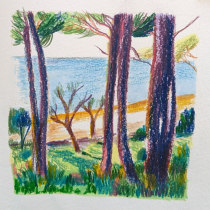 My project for course: Sketchbook Landscapes: A Colorful Approach. Un projet de Esquisse , Créativité, Dessin au cra, on, Dessin , et Carnet de croquis de Pau D33 - 25.05.2023