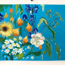 My project for course: Expressive Floral Painting with Acrylic Paint. Un proyecto de Bellas Artes, Pintura, Pintura acrílica e Ilustración botánica de mieke plaschek - 12.06.2023