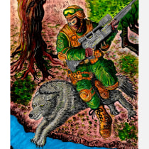 Soldier and wolf. Un proyecto de Ilustración tradicional, Dibujo a lápiz, Dibujo, Ilustración digital, Dibujo artístico y Dibujo digital de Nico Benitez - 23.07.2023