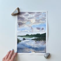 My project for course: Watercolor Landscapes: Experimental Tools and Techniques. Un proyecto de Bellas Artes, Pintura y Pintura a la acuarela de Hanna Shvaikova - 15.08.2023