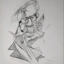 Mi proyecto del curso: Retrato en caricatura con grafito de Stephen Hawking.. Un proyecto de Ilustración tradicional, Dibujo, Ilustración de retrato y Dibujo de Retrato de m4rc0srasa - 29.08.2023