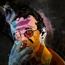 Roberto Bolaño. Vector Illustration, Digital Illustration, and Portrait Illustration project by Marcia Cabezas - 09.07.2023