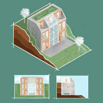 Study of a house. Architecture, Sketching, Digital Illustration, Digital Architecture, and Architectural Illustration project by bruno_slagboom - 09.19.2023