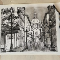 My city, Zaragoza. Un proyecto de Ilustración tradicional, Bocetado, Dibujo, Ilustración arquitectónica e Ilustración con tinta de Quique - 15.10.2023