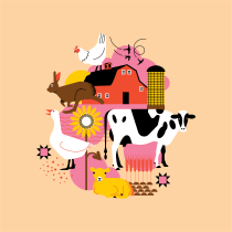 Farm animals. Traditional illustration, Graphic Design, Vector Illustration, and Digital Illustration project by Silvia Vignati - 01.06.2024