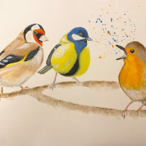 My project for course: Artistic Watercolor Techniques for Illustrating Birds. Traditional illustration, Watercolor Painting, Realistic Drawing, and Naturalistic Illustration project by Grace O - 01.04.2024