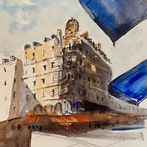 My project for course: Architectural Sketching with Watercolor and Ink. Sketching, Drawing, Watercolor Painting, Architectural Illustration, Sketchbook & Ink Illustration project by Benedicte Moubarak - 01.09.2024