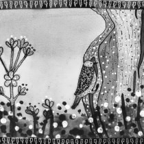 Chercán sobre un árbol - Tinta china. Ilustração tradicional, Desenho e Ilustração com tinta projeto de orquidea_flor - 16.01.2024