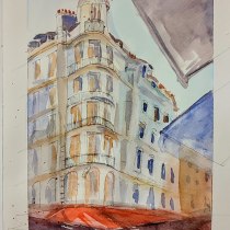 My project for course: Architectural Sketching with Watercolor and Ink. Sketching, Drawing, Watercolor Painting, Architectural Illustration, Sketchbook & Ink Illustration project by deansarsfield - 01.19.2024