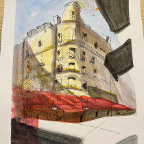 My project for course: Architectural Sketching with Watercolor and Ink. Sketching, Drawing, Watercolor Painting, Architectural Illustration, Sketchbook & Ink Illustration project by Ghasem Khodabakhshi - 01.24.2024