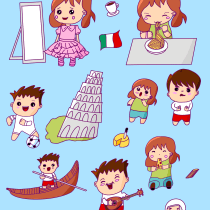 Il mio progetto del corso: Illustrazione di una storia in stile kawaii ispirata all'Italia. Un progetto di Illustrazione tradizionale, Character design, Illustrazione digitale e Manga di ilya1301 - 07.02.2024