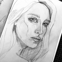 My project for course: Portrait Sketchbooking: Explore the Human Face. Un progetto di Bozzetti, Disegno, Disegno di ritratti, Disegno artistico e Sketchbook di lilli11 - 12.02.2024