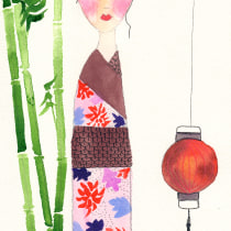 Mon projet du cours : Illustration à l’aquarelle de style japonais. Traditional illustration, Drawing, and Watercolor Painting project by Maryline Dehaze-Dutruel - 02.15.2024