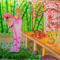 Mi proyecto del curso: Ilustración en acuarela con influencia japonesa. Traditional illustration, Drawing, and Watercolor Painting project by Belen Isabel Blanco - 02.20.2024