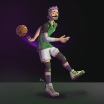 My project for course: Blind, a basketball hooper. Traditional illustration, Character Design, Digital Illustration, and Digital Drawing project by Amaury Villegas - 02.21.2024