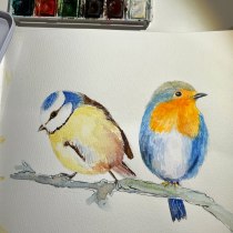 My project for course: Artistic Watercolor Techniques for Illustrating Birds. Traditional illustration, Watercolor Painting, Realistic Drawing, and Naturalistic Illustration project by Lin - 02.23.2024