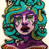 My project for course: Beaded Embroidery Portraits. Accessor, Design, Portrait Illustration, Embroider, Textile Illustration, Decoration, and Textile Design project by ameliadolldots - 03.03.2024